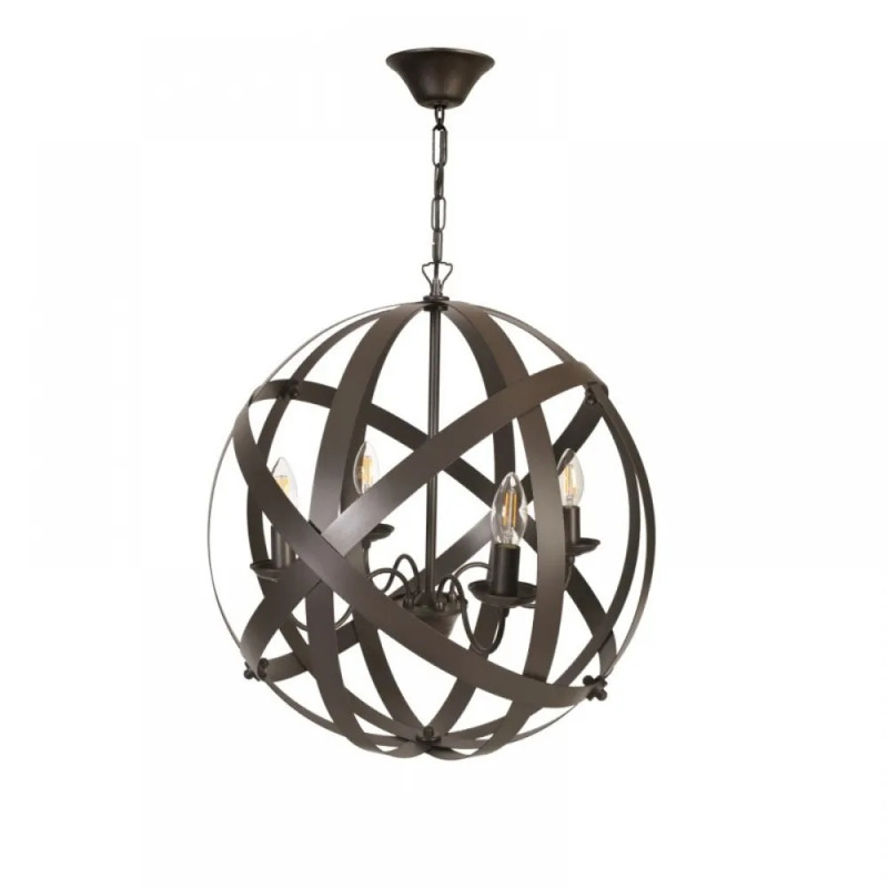 NG Lighting Κρεμαστό Φωτιστικό Οροφής Χειροποίητο Μεταλλικό Καφέ/Σκουριά Τετράφωτο Ε14 50x80cm 2026200